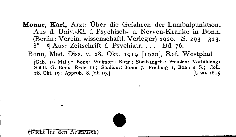 [Katalogkarte Dissertationenkatalog bis 1980]