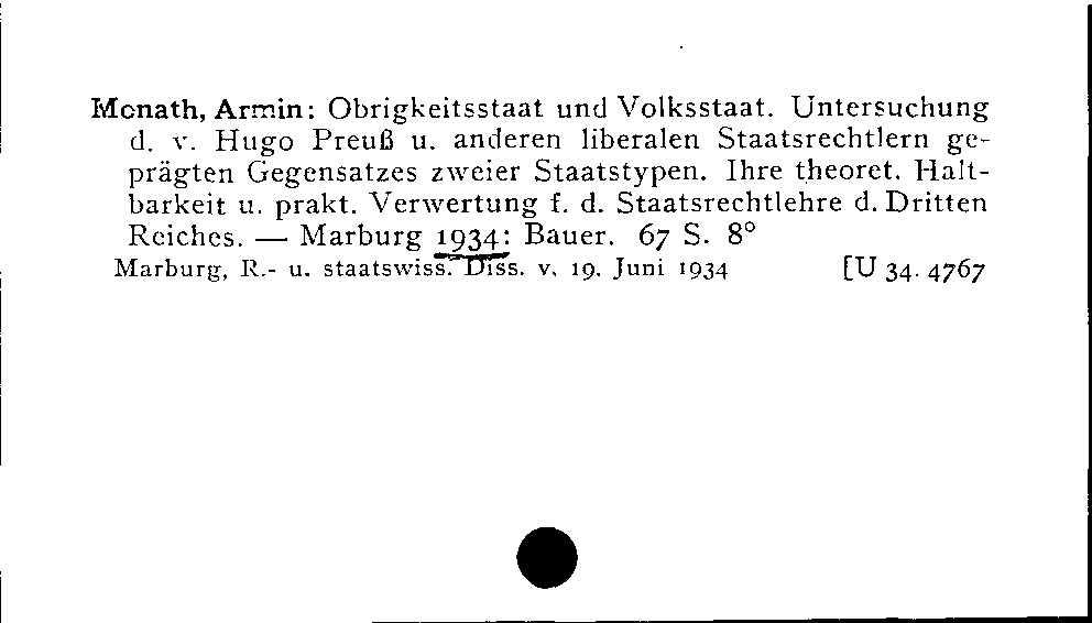 [Katalogkarte Dissertationenkatalog bis 1980]