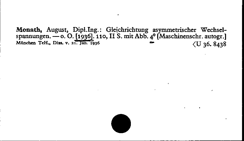 [Katalogkarte Dissertationenkatalog bis 1980]