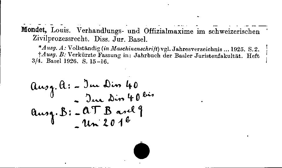 [Katalogkarte Dissertationenkatalog bis 1980]