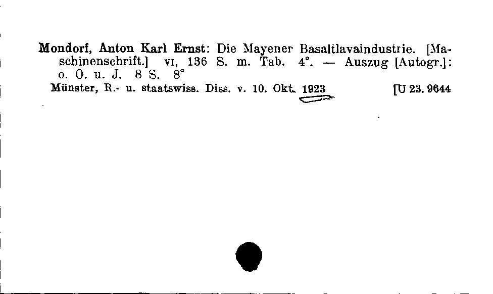 [Katalogkarte Dissertationenkatalog bis 1980]