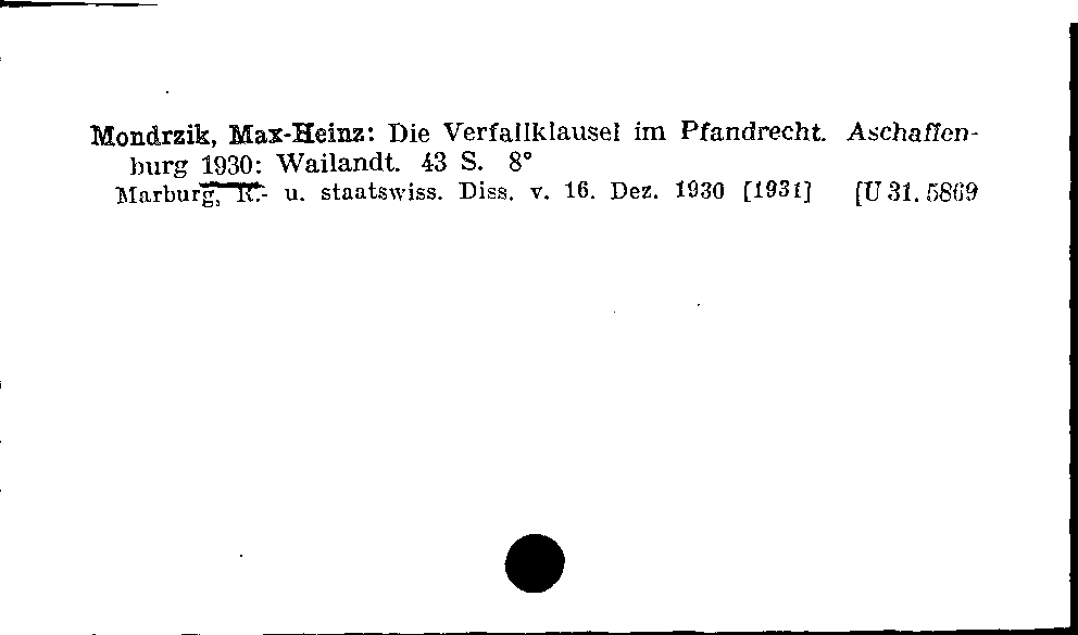 [Katalogkarte Dissertationenkatalog bis 1980]