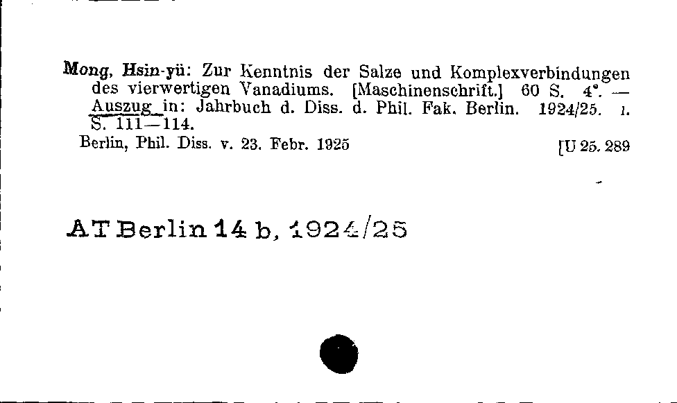 [Katalogkarte Dissertationenkatalog bis 1980]