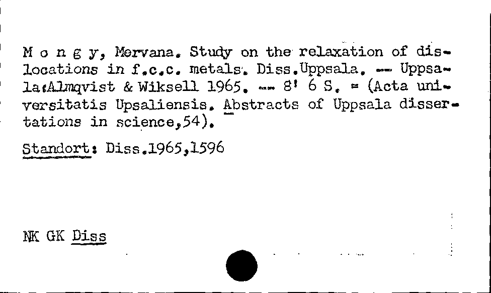 [Katalogkarte Dissertationenkatalog bis 1980]