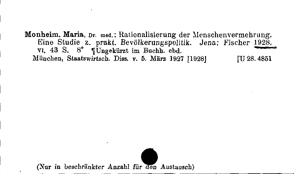 [Katalogkarte Dissertationenkatalog bis 1980]