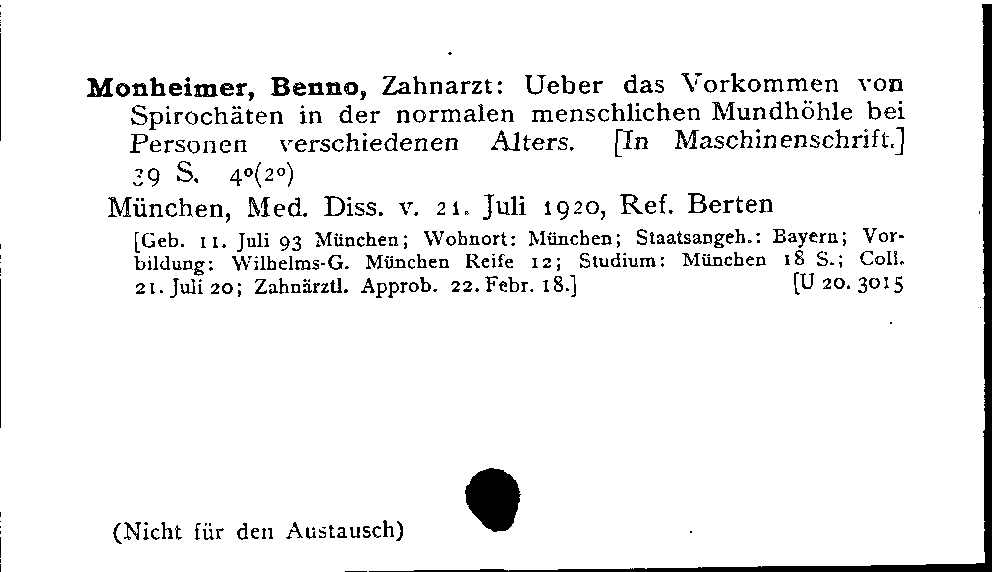 [Katalogkarte Dissertationenkatalog bis 1980]