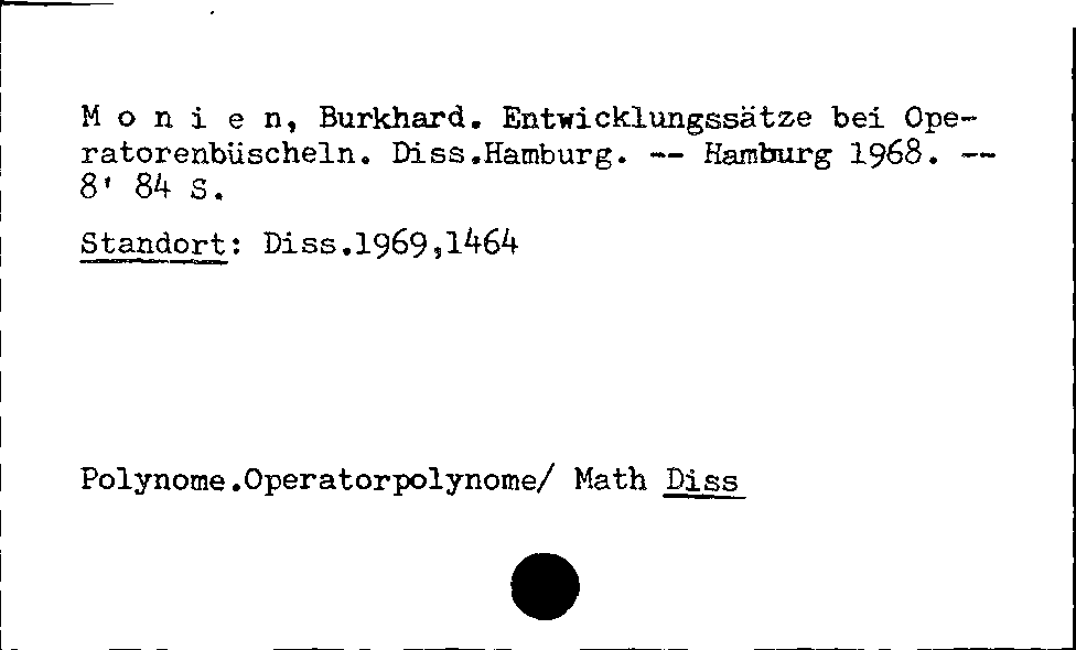 [Katalogkarte Dissertationenkatalog bis 1980]