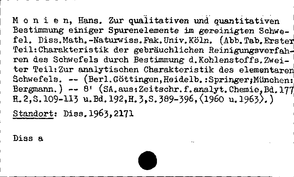 [Katalogkarte Dissertationenkatalog bis 1980]