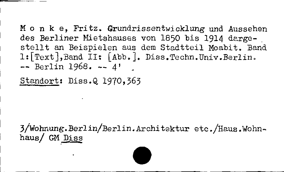 [Katalogkarte Dissertationenkatalog bis 1980]