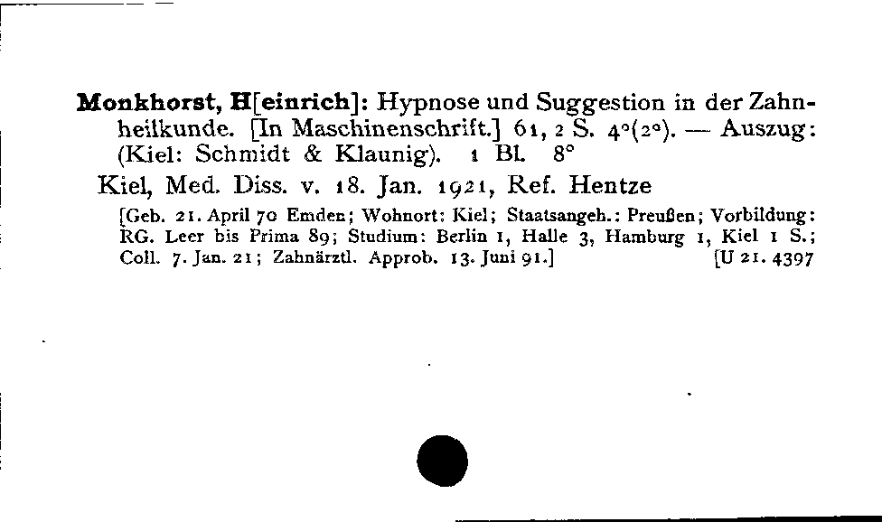 [Katalogkarte Dissertationenkatalog bis 1980]