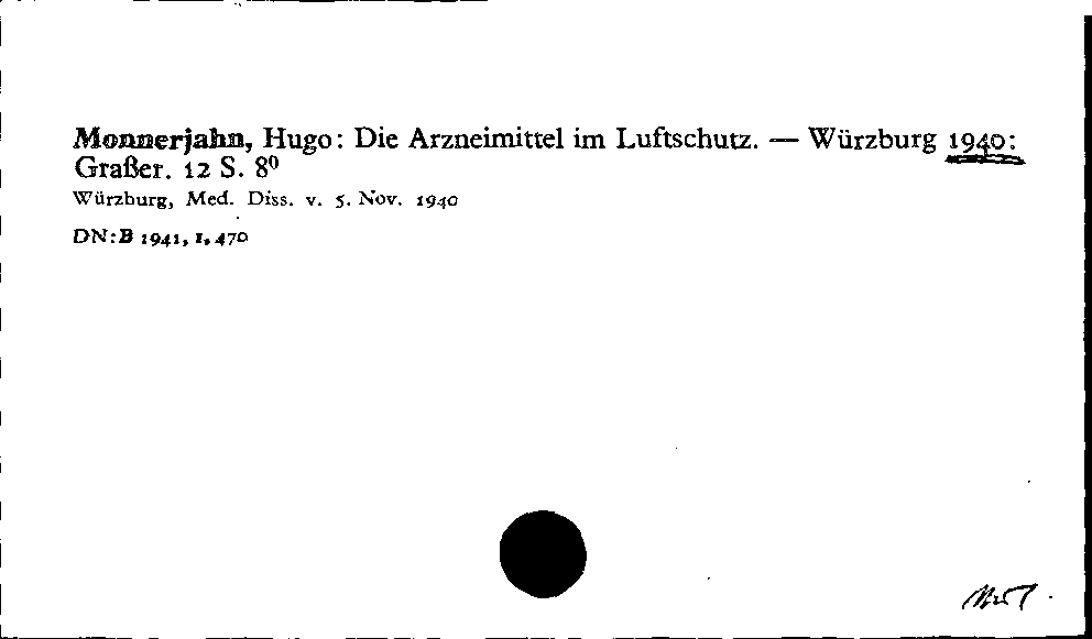 [Katalogkarte Dissertationenkatalog bis 1980]