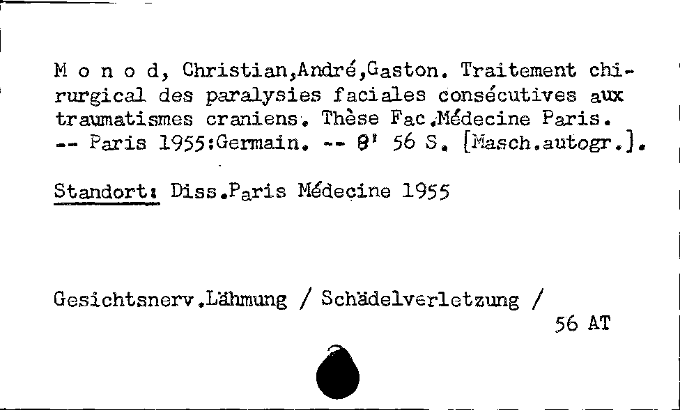 [Katalogkarte Dissertationenkatalog bis 1980]