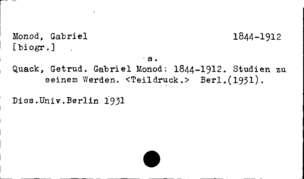 [Katalogkarte Dissertationenkatalog bis 1980]