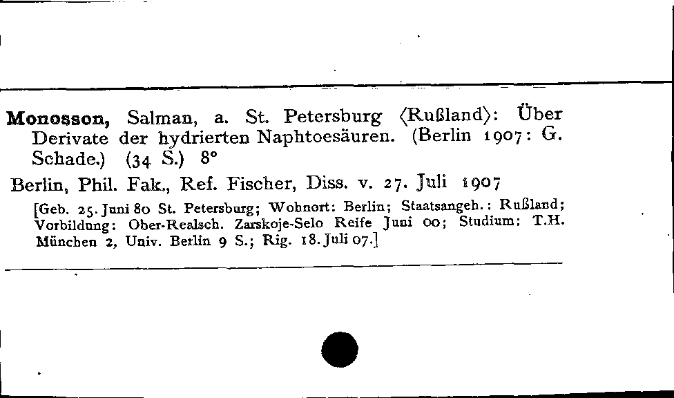 [Katalogkarte Dissertationenkatalog bis 1980]