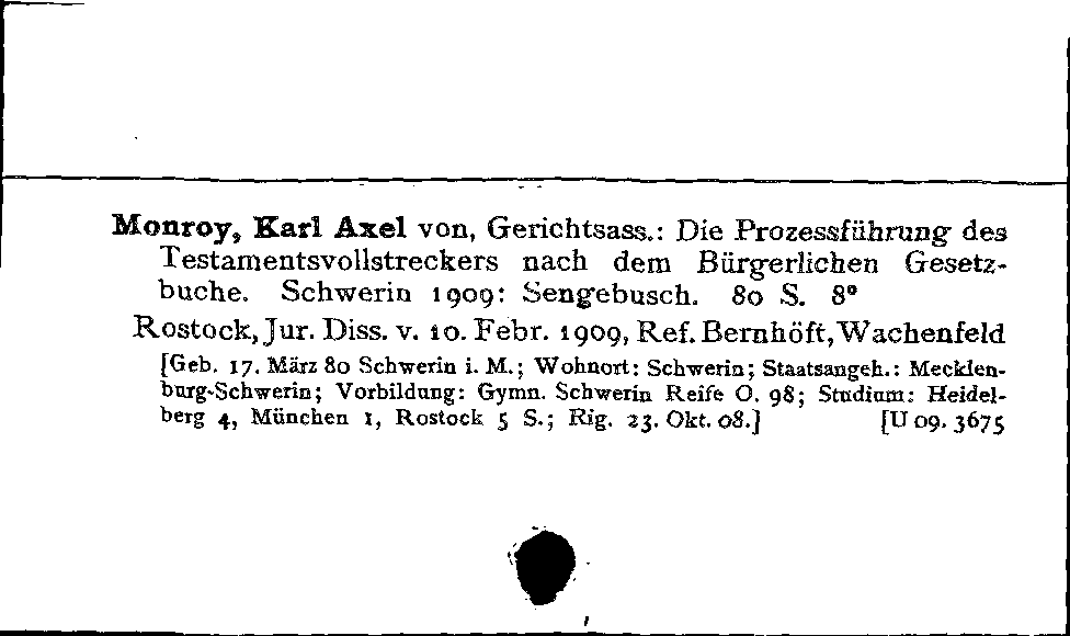 [Katalogkarte Dissertationenkatalog bis 1980]