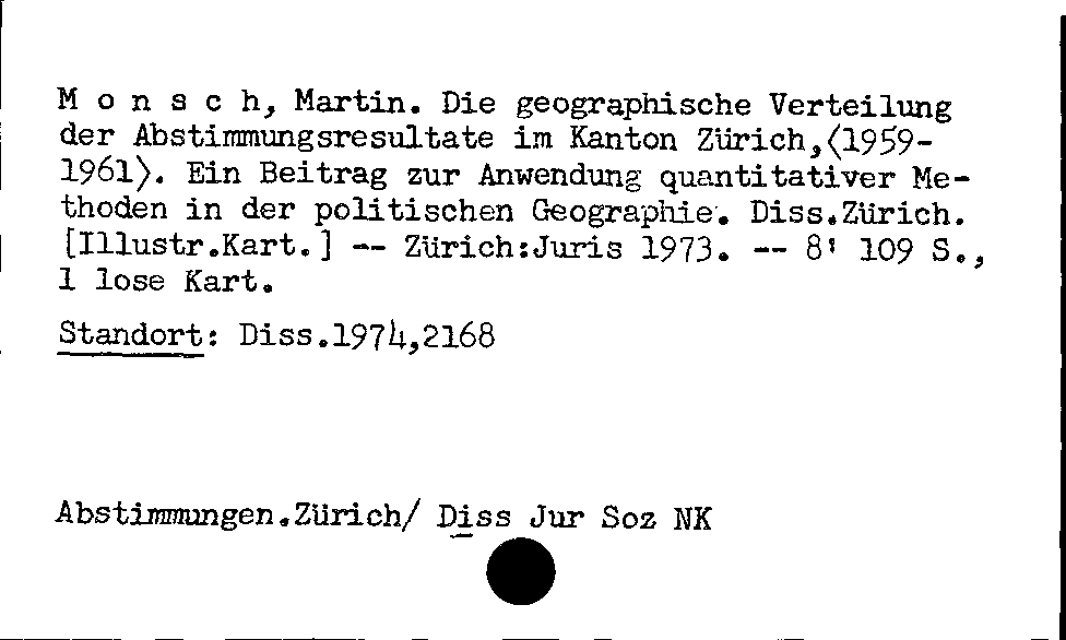 [Katalogkarte Dissertationenkatalog bis 1980]