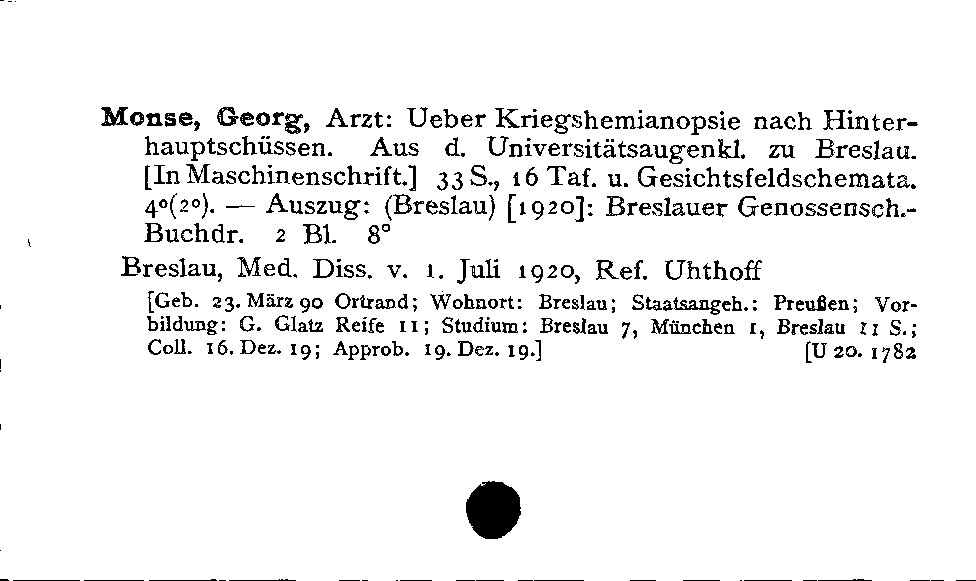 [Katalogkarte Dissertationenkatalog bis 1980]