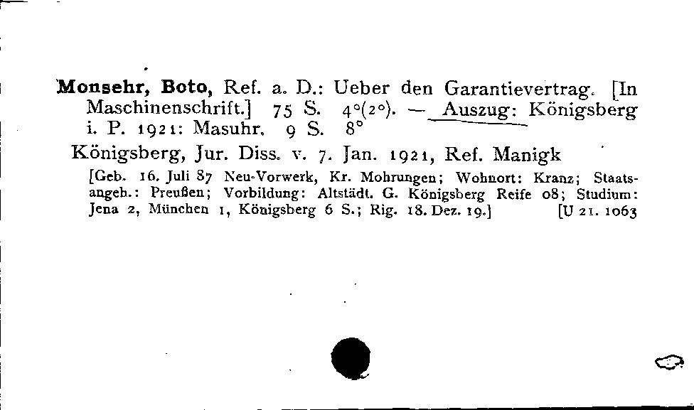 [Katalogkarte Dissertationenkatalog bis 1980]