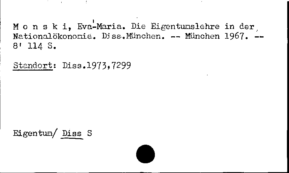 [Katalogkarte Dissertationenkatalog bis 1980]