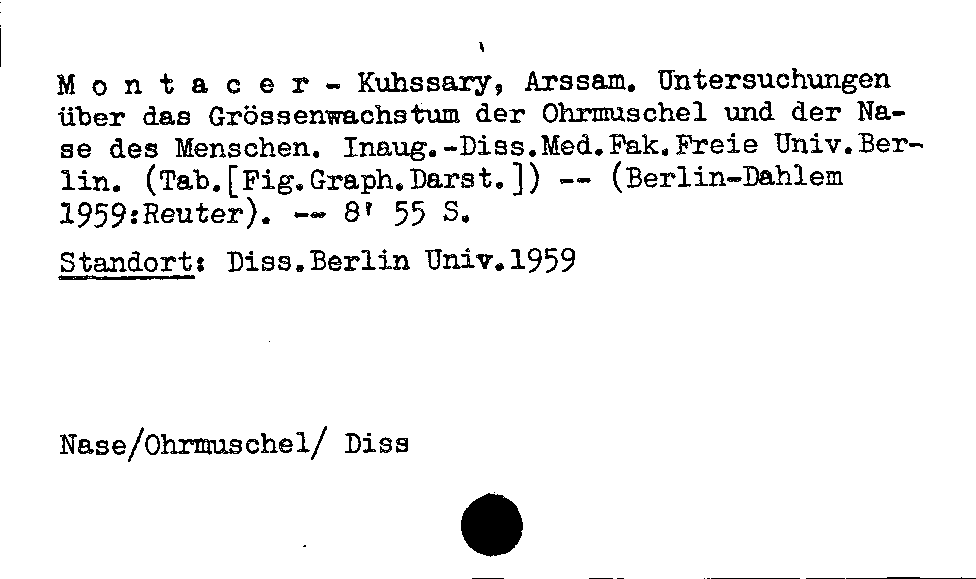 [Katalogkarte Dissertationenkatalog bis 1980]