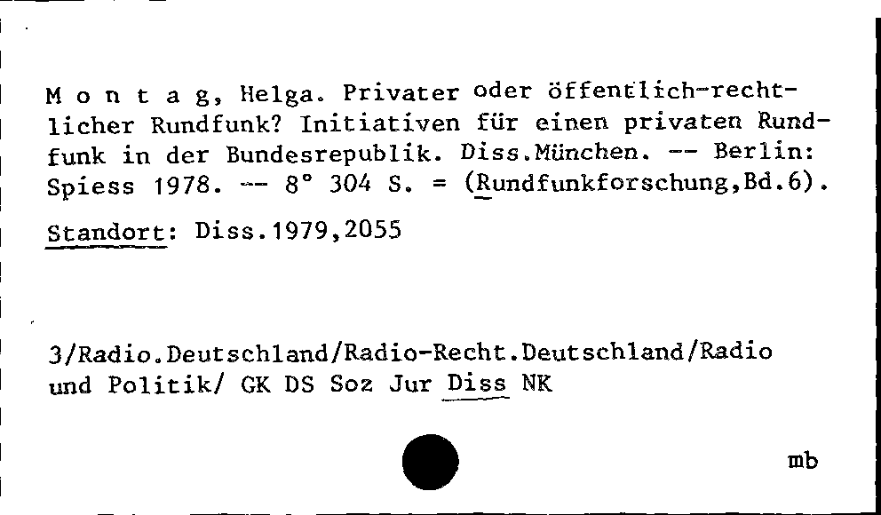 [Katalogkarte Dissertationenkatalog bis 1980]