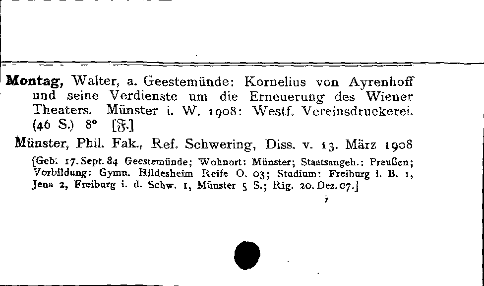 [Katalogkarte Dissertationenkatalog bis 1980]