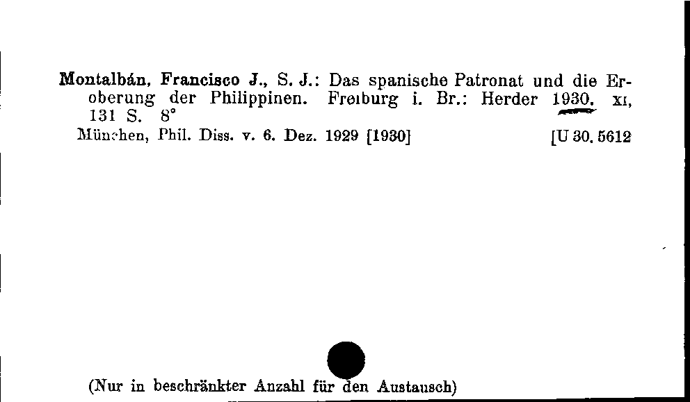 [Katalogkarte Dissertationenkatalog bis 1980]