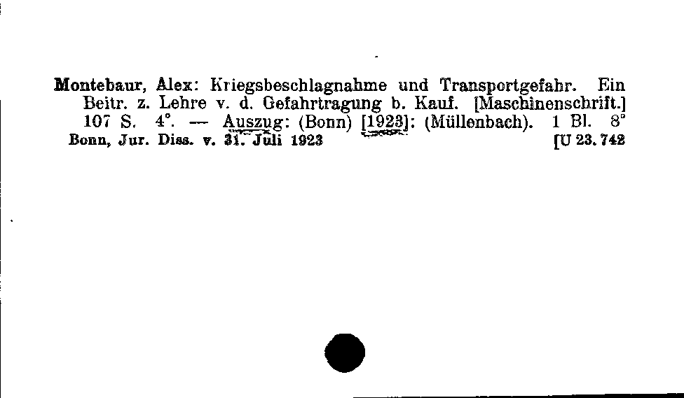 [Katalogkarte Dissertationenkatalog bis 1980]