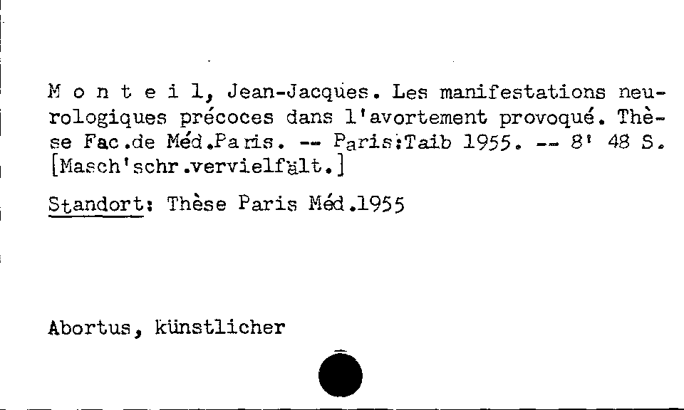 [Katalogkarte Dissertationenkatalog bis 1980]