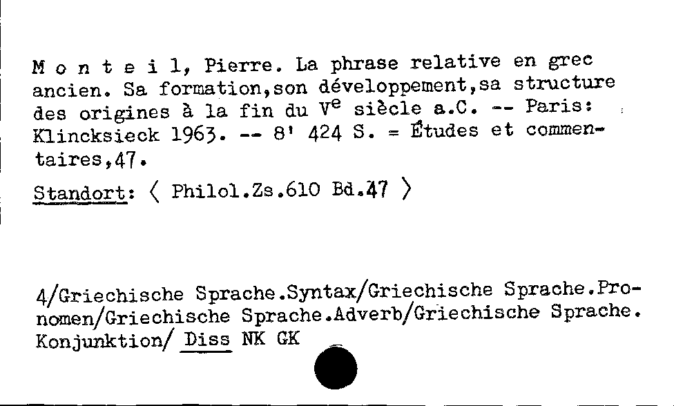 [Katalogkarte Dissertationenkatalog bis 1980]