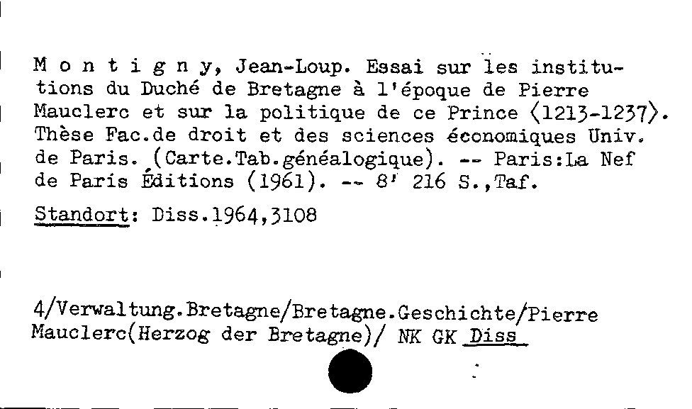 [Katalogkarte Dissertationenkatalog bis 1980]