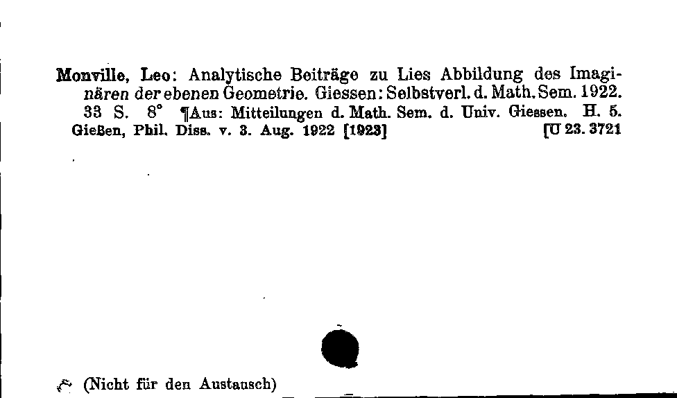 [Katalogkarte Dissertationenkatalog bis 1980]