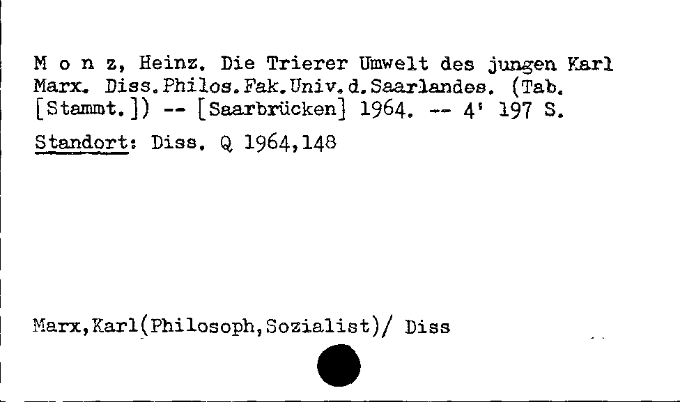 [Katalogkarte Dissertationenkatalog bis 1980]