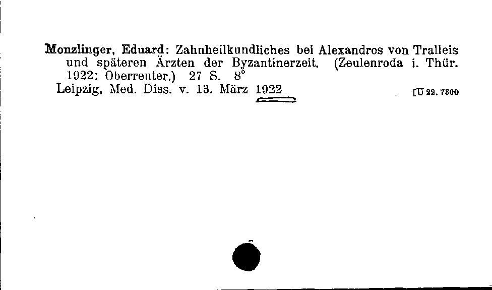 [Katalogkarte Dissertationenkatalog bis 1980]