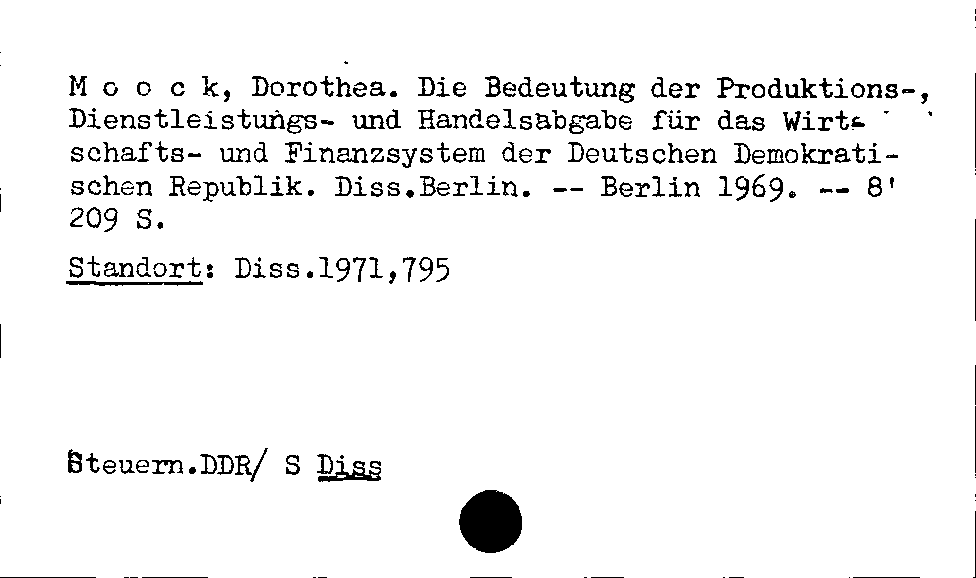 [Katalogkarte Dissertationenkatalog bis 1980]