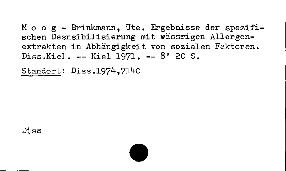 [Katalogkarte Dissertationenkatalog bis 1980]