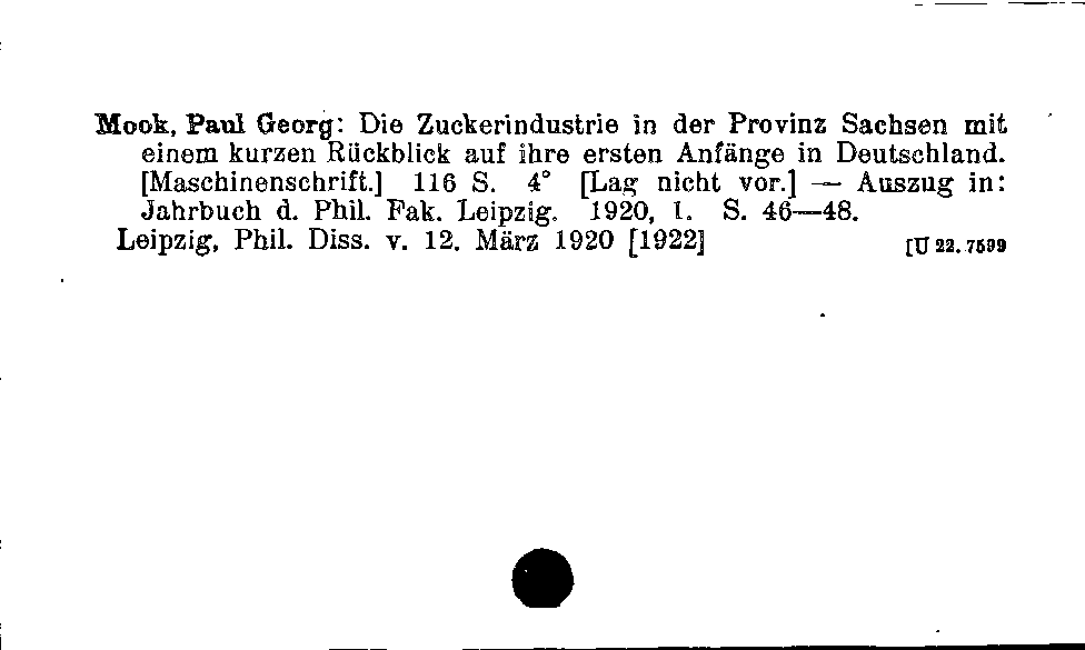 [Katalogkarte Dissertationenkatalog bis 1980]