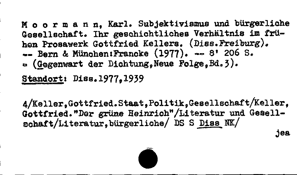 [Katalogkarte Dissertationenkatalog bis 1980]