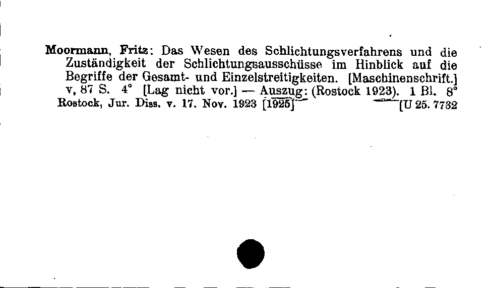 [Katalogkarte Dissertationenkatalog bis 1980]