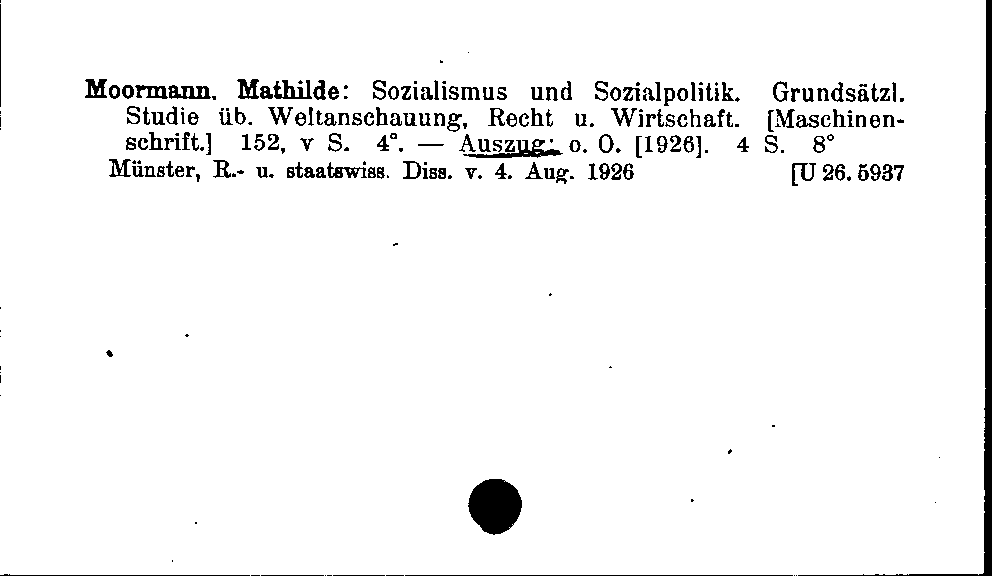 [Katalogkarte Dissertationenkatalog bis 1980]