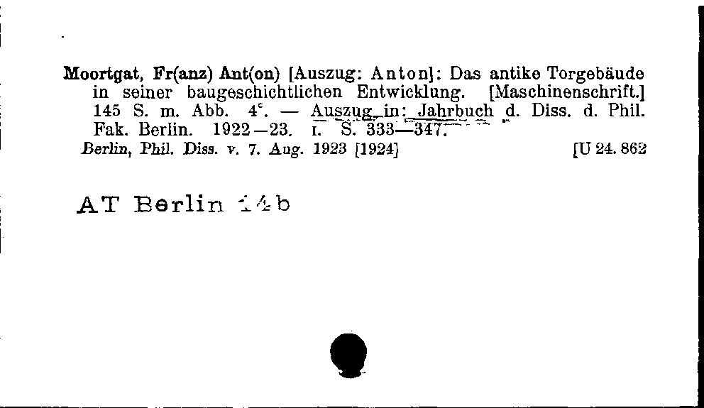 [Katalogkarte Dissertationenkatalog bis 1980]