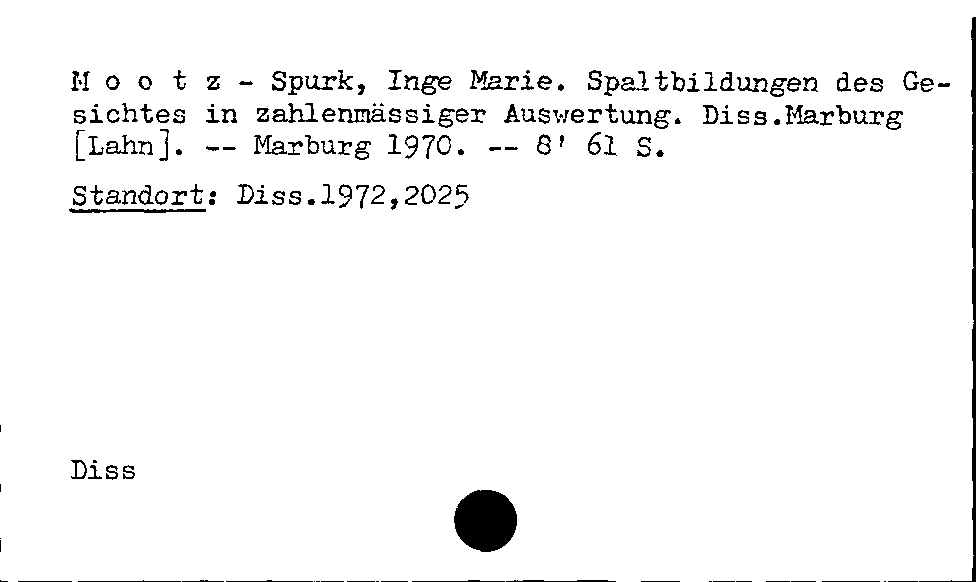 [Katalogkarte Dissertationenkatalog bis 1980]