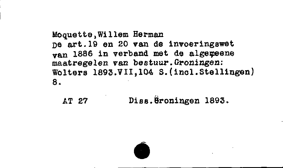 [Katalogkarte Dissertationenkatalog bis 1980]