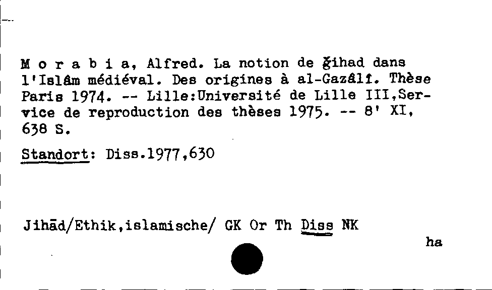 [Katalogkarte Dissertationenkatalog bis 1980]