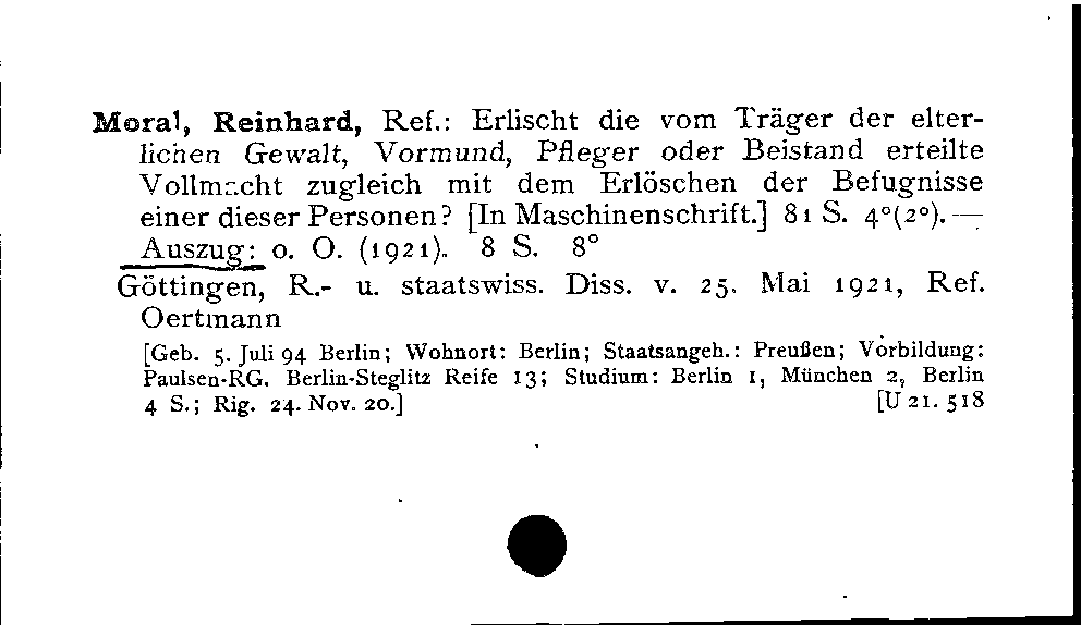 [Katalogkarte Dissertationenkatalog bis 1980]