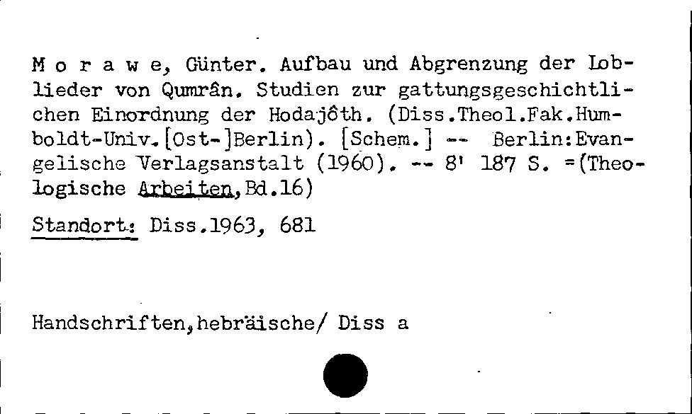 [Katalogkarte Dissertationenkatalog bis 1980]