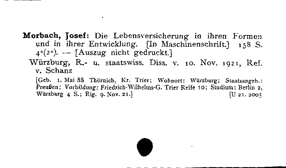 [Katalogkarte Dissertationenkatalog bis 1980]