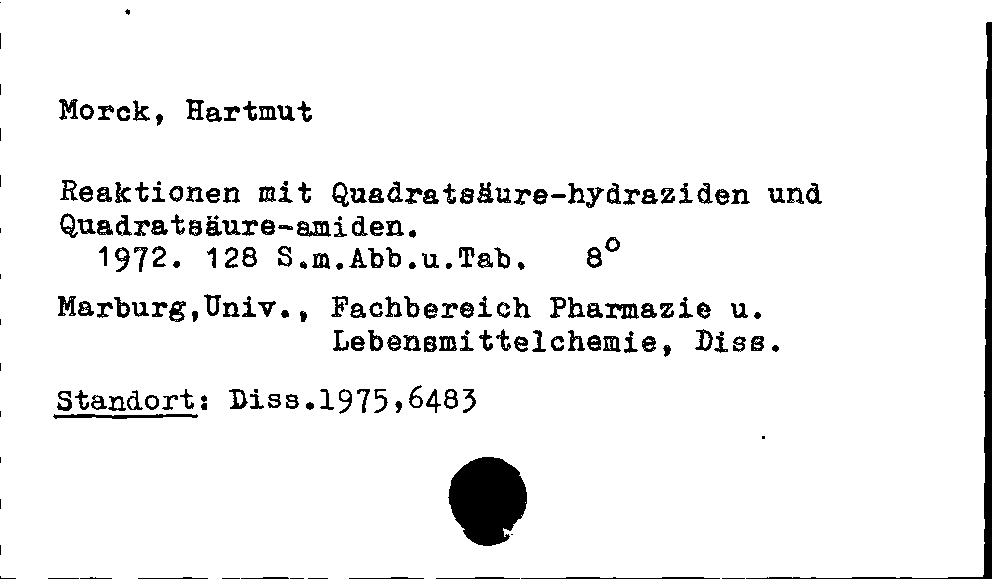 [Katalogkarte Dissertationenkatalog bis 1980]