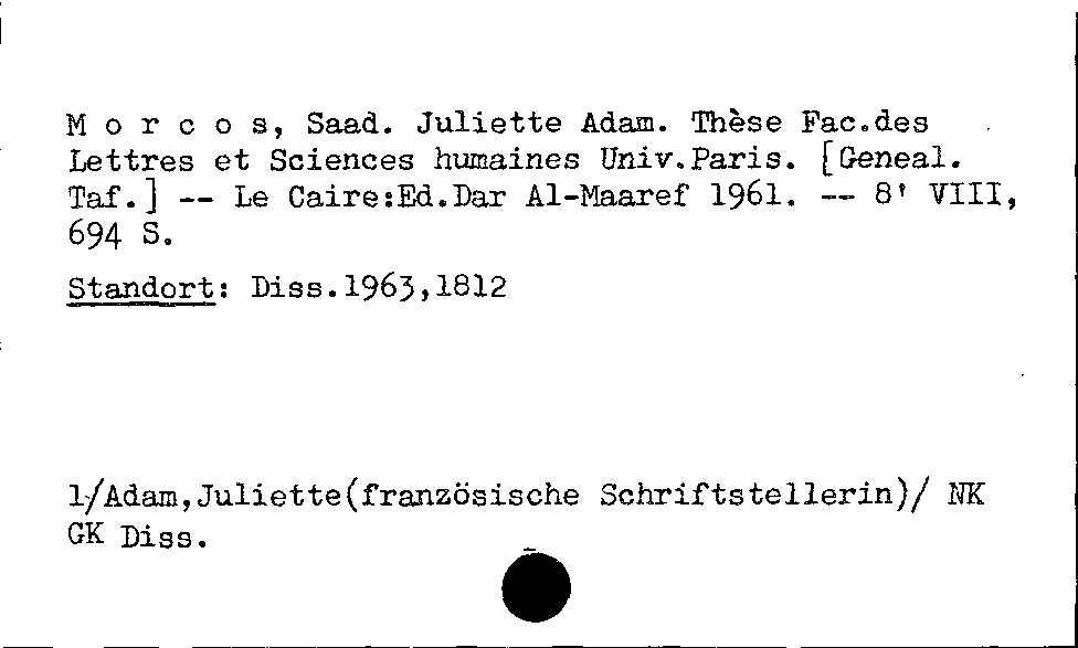 [Katalogkarte Dissertationenkatalog bis 1980]