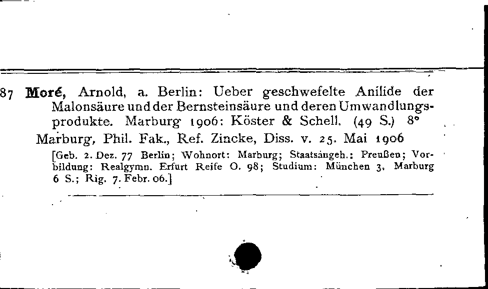 [Katalogkarte Dissertationenkatalog bis 1980]